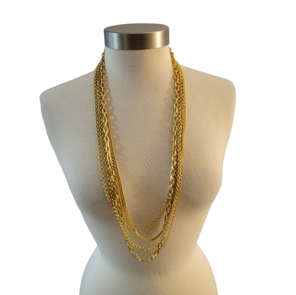 Vintage Multi Strand Chain Necklace 30" - Picture 1 of 7